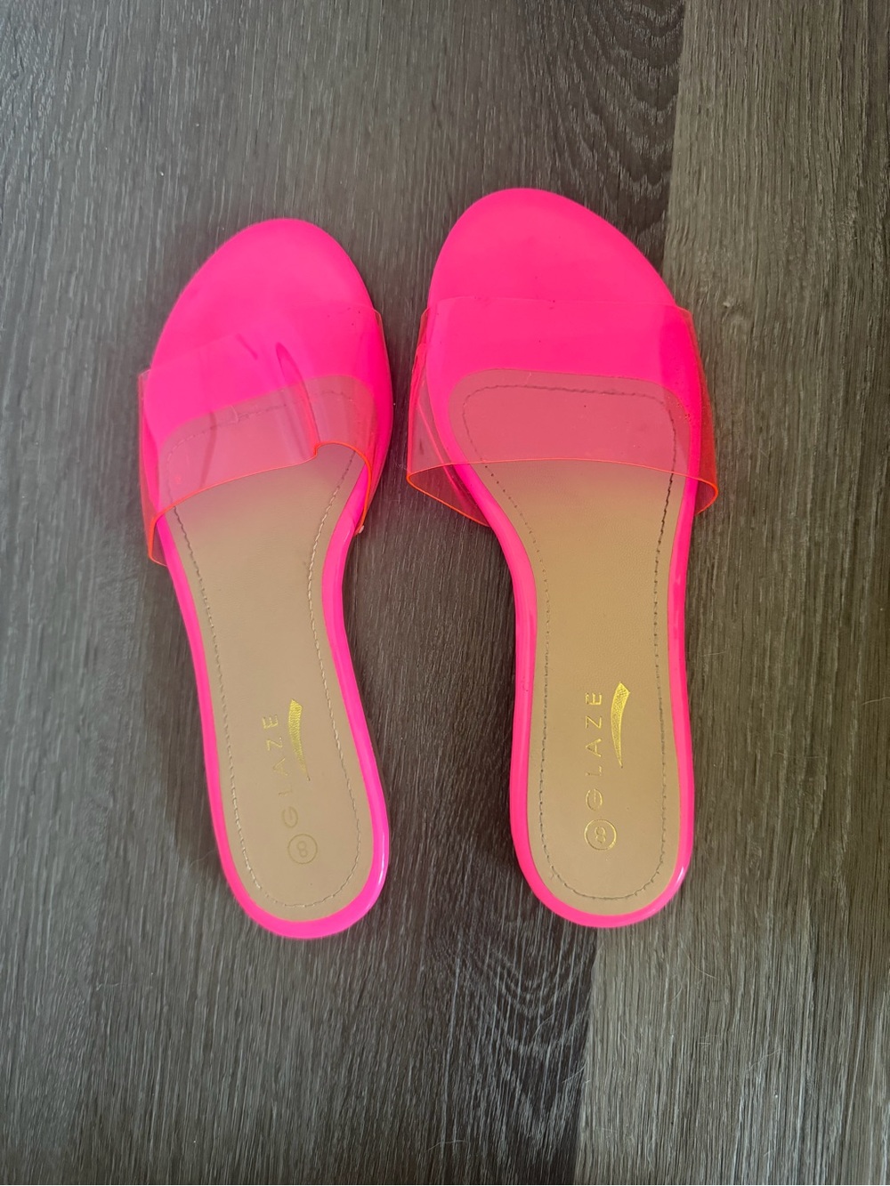 Hot Pink Clear Strap Slide Sandals